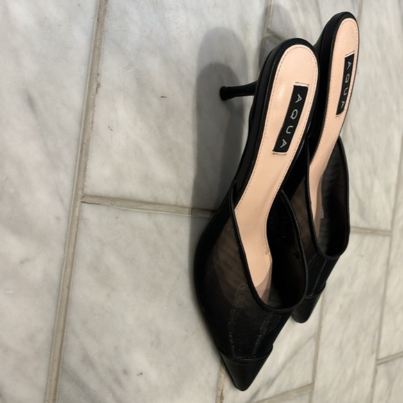 Aqua mesh mini heels with leather point toe - Picture 3 of 3